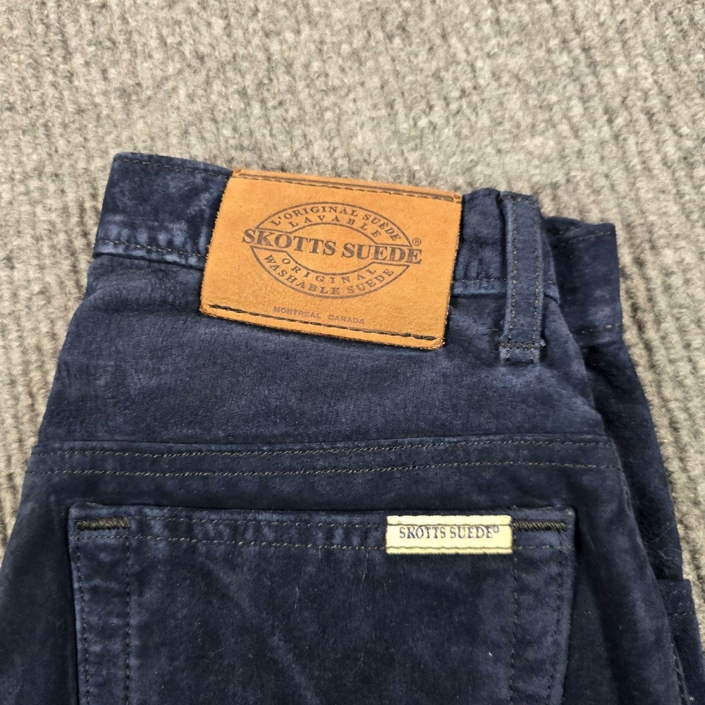 Skotts Suede Jeans Mens 28x30 Blue Washable Suede Straight Canada Leather 25x30